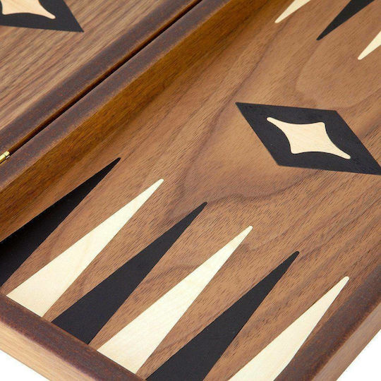 Manopoulos American Walnut Χειροποίητο Τάβλι Ξύλινο με Πούλια 38x38cm