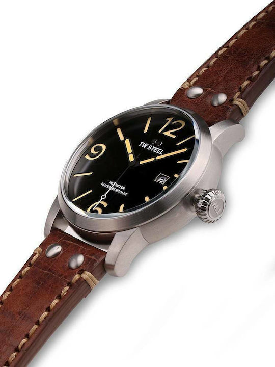 Maverick Ceas Barbati 48mm Baterie cu Curea din Piele Maro