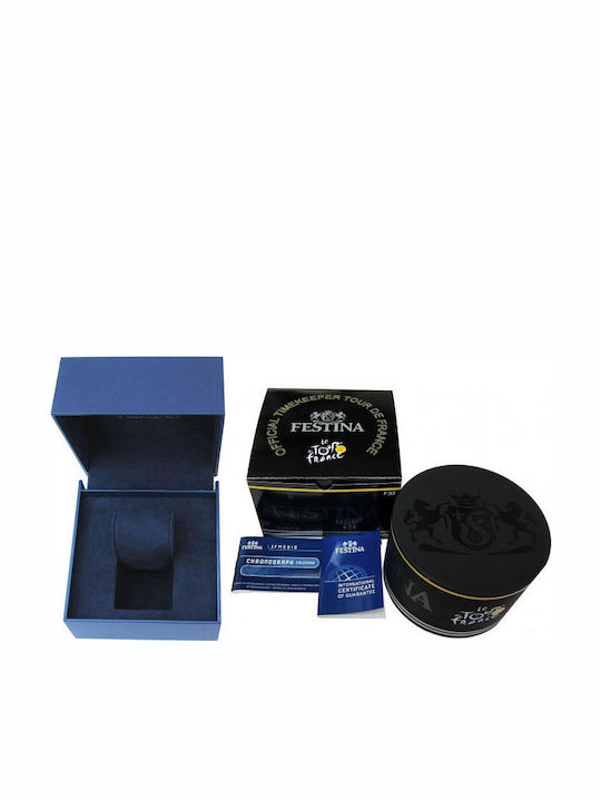 Festina Ανδρικό Ρολόι 44mm Χρονογράφος Μπαταρίας με Ασημί Μεταλλικό Μπρασελέ