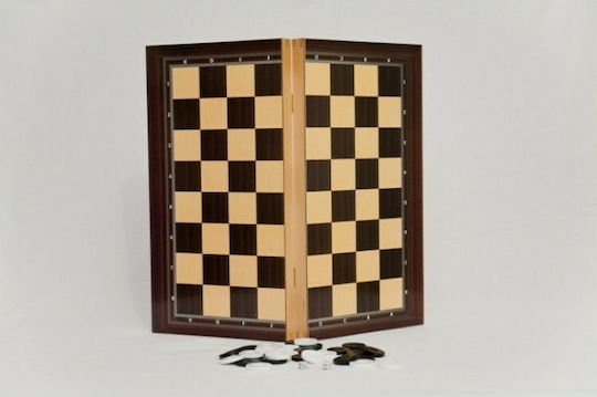 Argy Toys Τάβλι/Σκάκι από Ξύλο με Πούλια 50x50cm