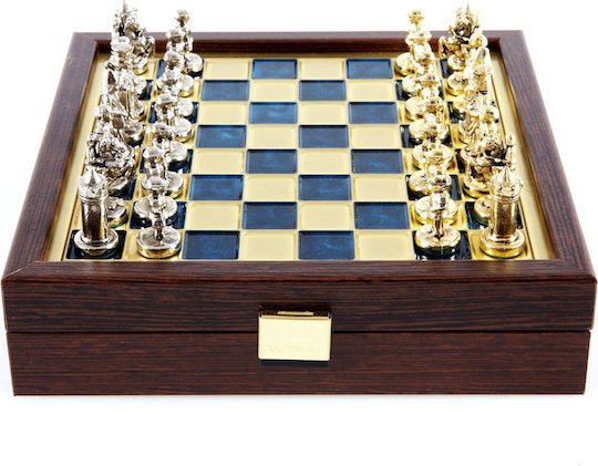 Manopoulos Byzantium Case Handmade Chess Metal with Pawns 20x20cm