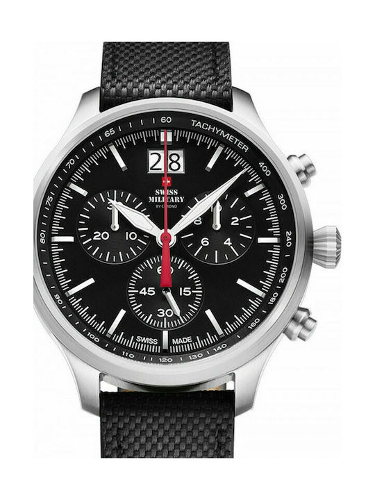 Swiss Military by Chrono Watch Chronograph Battery with Black Leather Strap SM34064.01