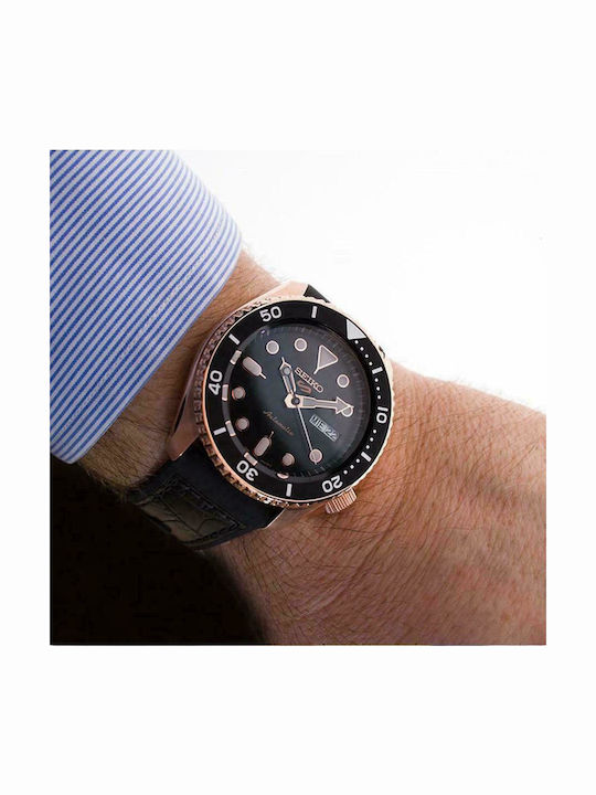 Seiko 5 Sports Ανδρικό Ρολόι 42.5mm Αυτόματο με Μαύρο Καουτσούκ Λουράκι