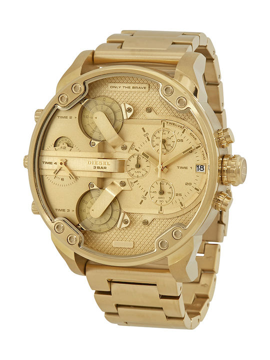 Diesel Mr Daddy 2.0 Men's Watch 57mm Chronograph Battery with Gold Metal Bracelet