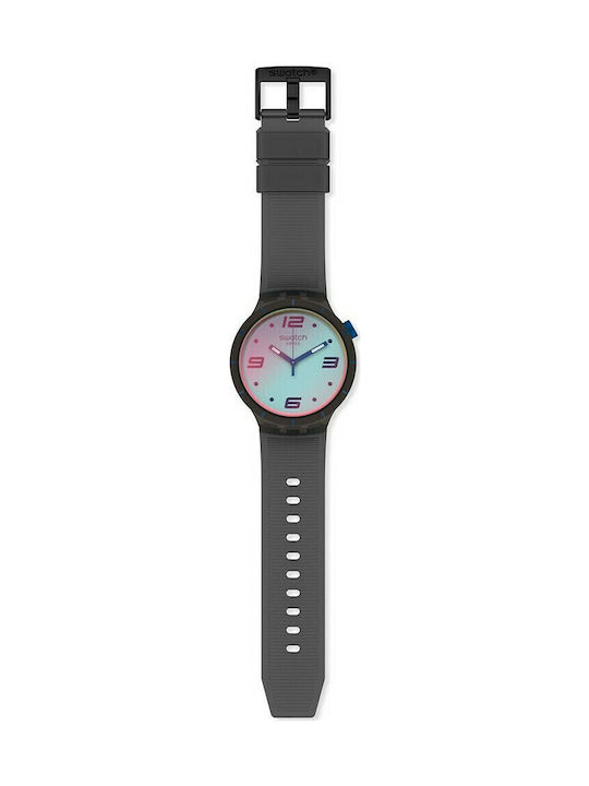 Swatch Big Bold Herrenuhr 47mm Solar mit Schwarz Kautschukarmband