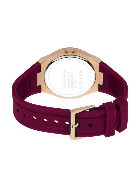 Esprit Watch Chronograph with Burgundy Rubber Strap