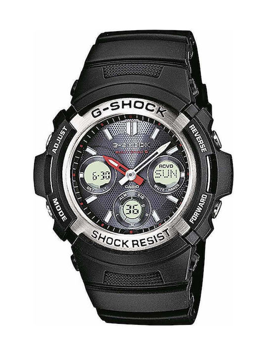 Casio G-Shock Ανδρικό Ρολόι 46mm Χρονογράφος Μπαταρίας με Μαύρο Καουτσούκ Λουράκι