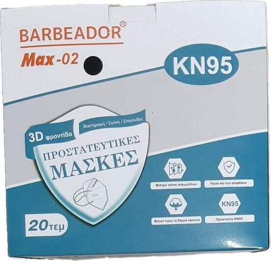 Max Barbeador Max-02 Filtering Half mask FFP2 Μαύρο 20τμχ