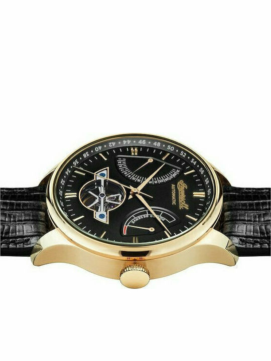 Ingersoll Hawley Automatic Men's Watch 44mm Chronograph Automatic with Black Leather Strap
