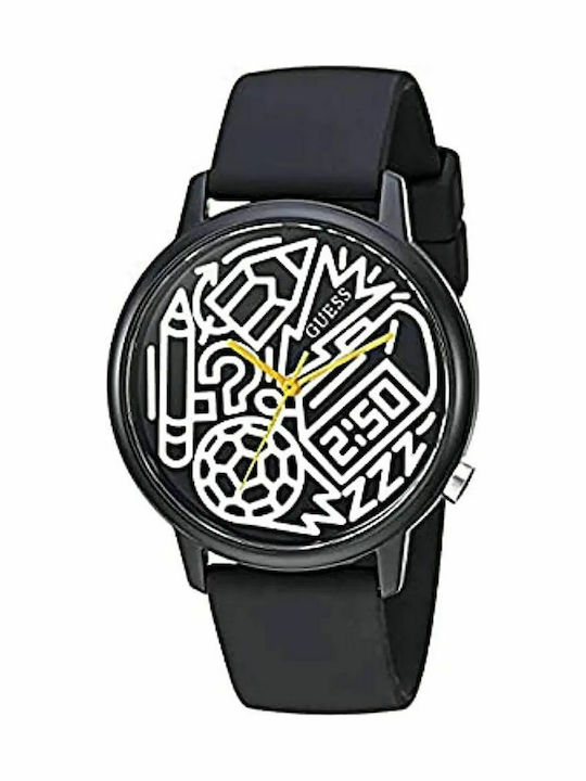 Guess Γυναικείο Ρολόι 38mm Μπαταρίας με Μαύρο Καουτσούκ Λουράκι