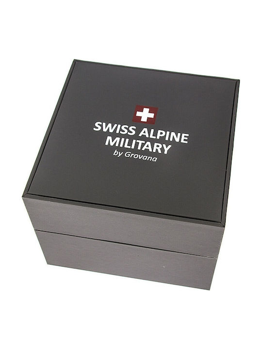 Swiss Alpine Military by Grovana Ανδρικό Ρολόι 46mm Μπαταρίας με Ασημί Μεταλλικό Μπρασελέ