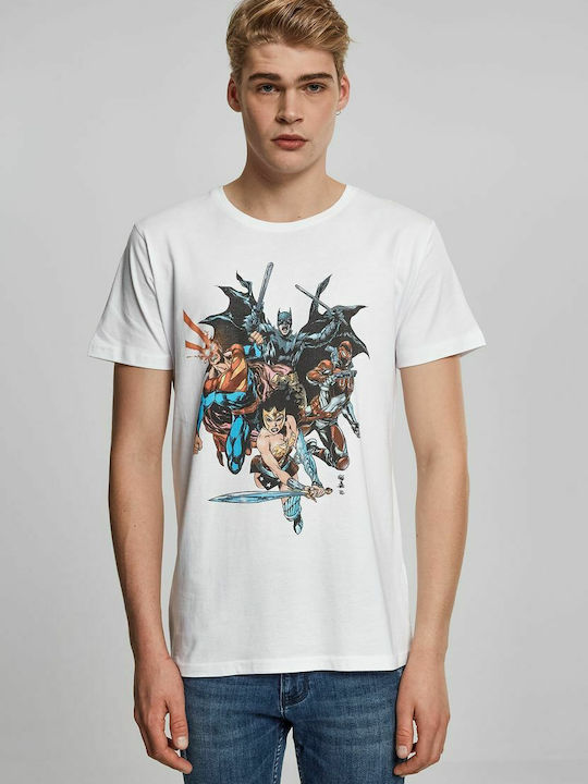 Merchcode Justice League Crew T-shirt Weiß Baumwolle