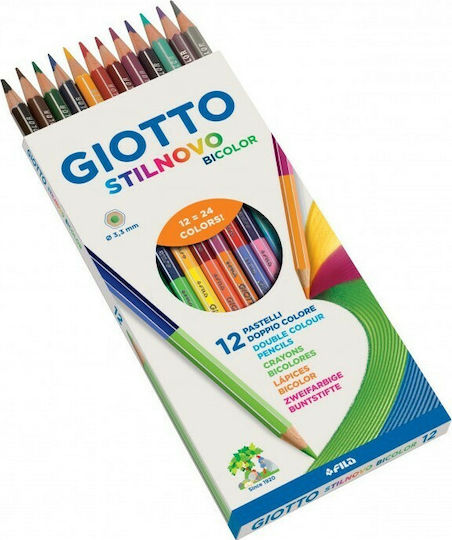 Giotto Stilnovo Bicolor Farbstift-Set Doppel 24 Farben 12Stück Packung von 1 Verpackungen