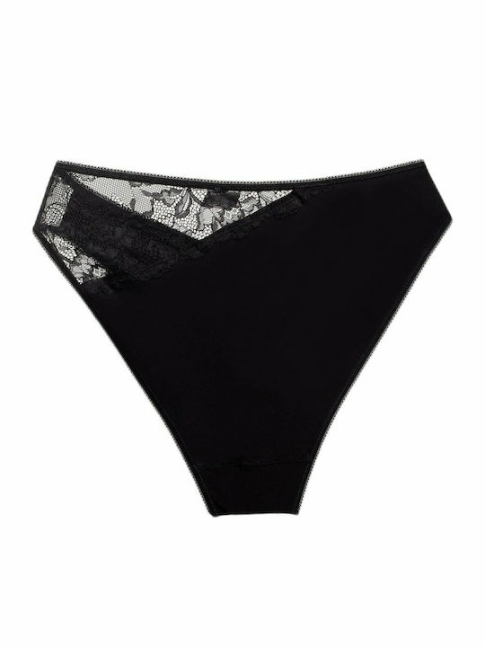 Dreams by Joyce High-waisted Women's Slip with Lace Black