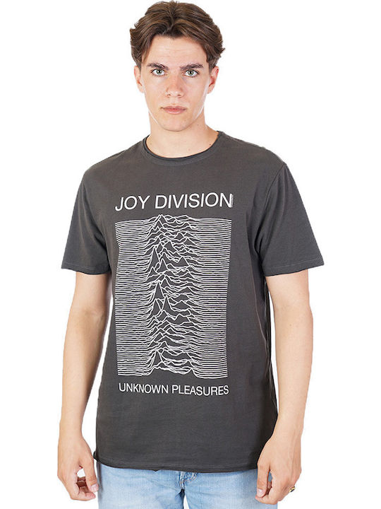 Amplified Joy Division Unknown Pleasures T-shirt Γκρι Βαμβακερό Ανθρακί