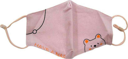 Natural Home Cotton Children's Mask with Adjustable Strap Protective Mask Fabric Kids Pink 1pcs