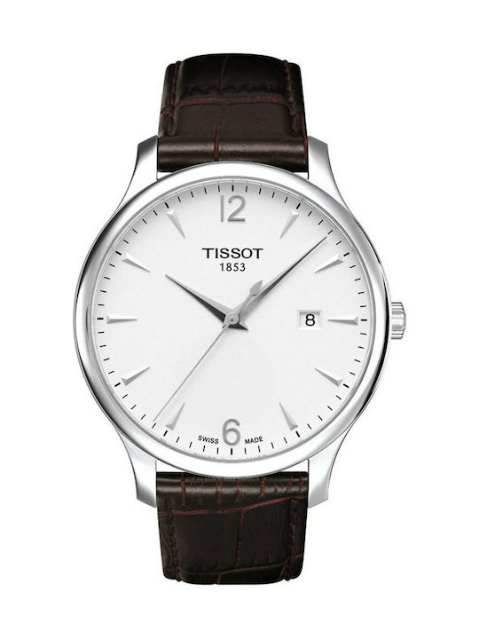 Tissot Tradition Мъжки Часовник 42мм На батерия с Кафяв Кожена Каишка