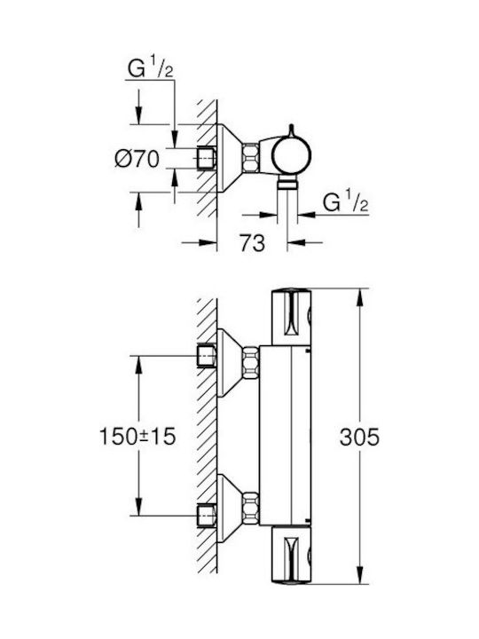 Grohe Grohtherm 800 Shower Shower Faucet Thermostatic Silver