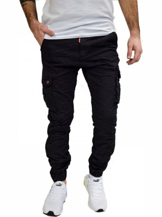 Trousers Cargo Elastic in Slim Fit Black