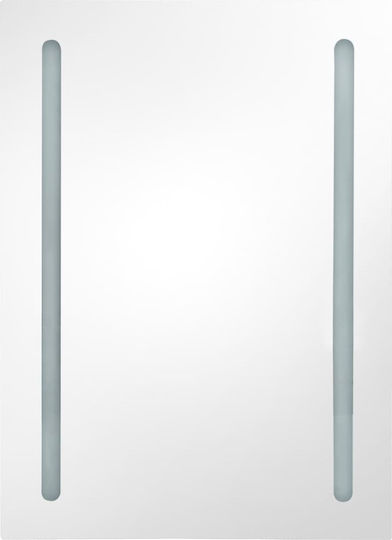vidaXL Правоъгълена Банско Огледало LED от MDF с Шкаф 50x70см Бял
