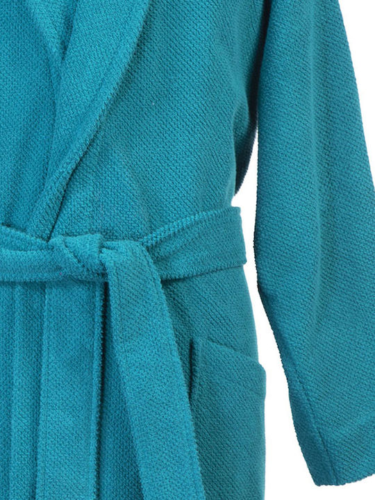 Nef-Nef Homeware Motiv Collar Bathrobe Petrol 450gr/m²