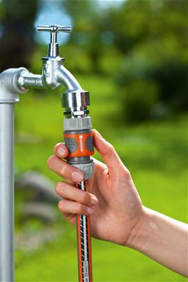 Gardena 18215-20 Faucet Hose Connector with Male-Female Thread 13mm Orange