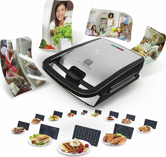 Tefal Snack Collection Τοστιέρα με Αποσπώμενες Πλάκες για 2 Τοστ 700W Inox