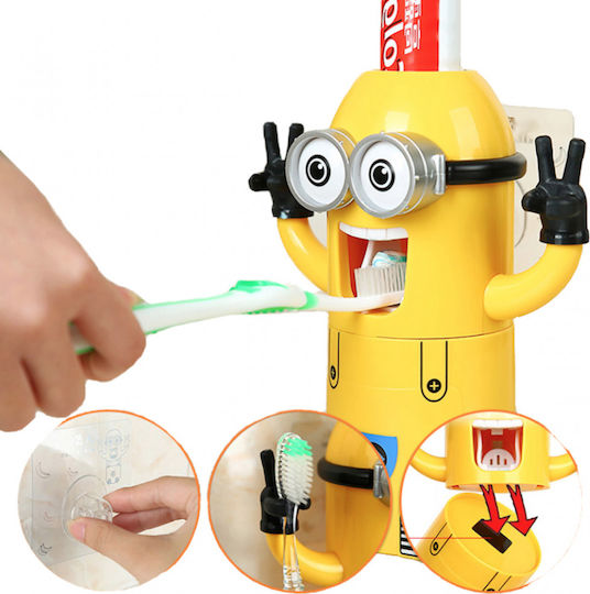 Minions Automatischer Zahnpastaspender Zahnbürstenhalterung mit automatischem Zahnpasta-Spender Tapete Kunststoff Gelb