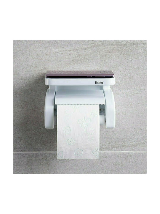 Bathlux Plastic Paper Holder Wall Mounted with Suction Cup White