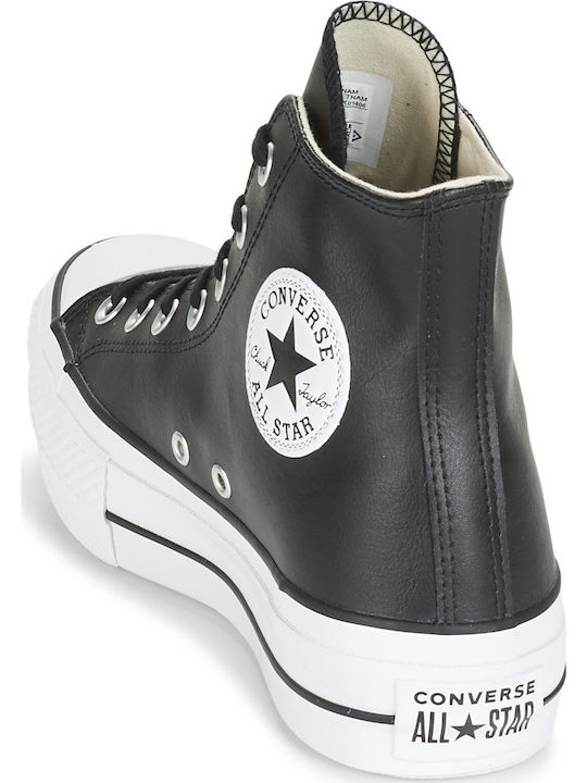 Chuck Taylor All Star Lift Leather High Top Flatforms Boots Black / White