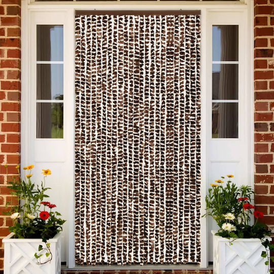 vidaXL Fabric Door Curtain Brown-White 100x220cm 325453