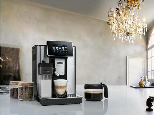 De'Longhi PrimaDonna Soul Automatic Espresso Coffee Machine 1450W Pressure 19bar for Cappuccino with Grinder and Wi-Fi Grey ECAM 610.75.MB