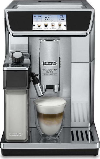 De'Longhi Primadonna Elite Automatic Espresso Coffee Machine 1450W Pressure 19bar for Cappuccino with Grinder Silver ECAM650.85.MS