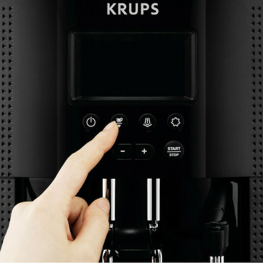 Krups Automatic Espresso Machine 1450W Pressure 15bar for Cappuccino with Grinder Black EA8150