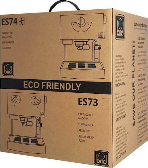 Briel ES74 Μηχανή Espresso 1260W Πίεσης 19bar Μαύρη