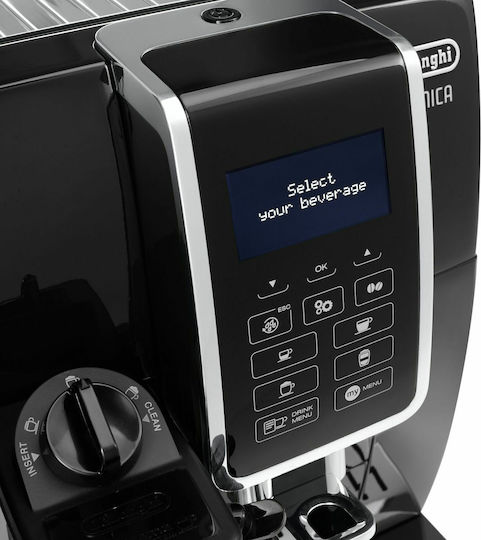 De'Longhi Dinamica Automatic Espresso Coffee Machine 1450W Pressure 15bar for Cappuccino with Grinder Black ECAM350.55.B