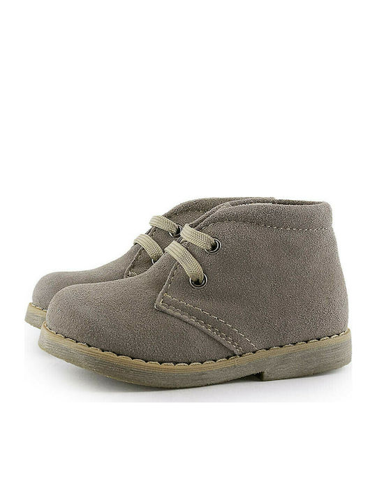 Meridian Kids Leather Boots with Lace Beige