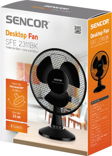 Sencor SFE 2311 Επιτραπέζιος Ανεμιστήρας 30W Διαμέτρου 23cm Μαύρος