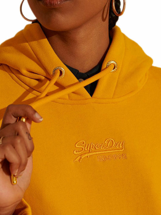 Tonal Embossed Women's Sweatshirt Hooded Yellow