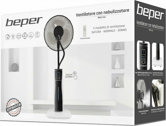 Beper Ανεμιστήρας Υδρονέφωσης 75W Διαμέτρου 38.5cm με Τηλεχειριστήριο Μαύρος