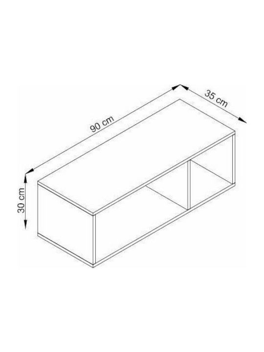 Ράφι Τοίχου Γραφίτης 90x35x30cm