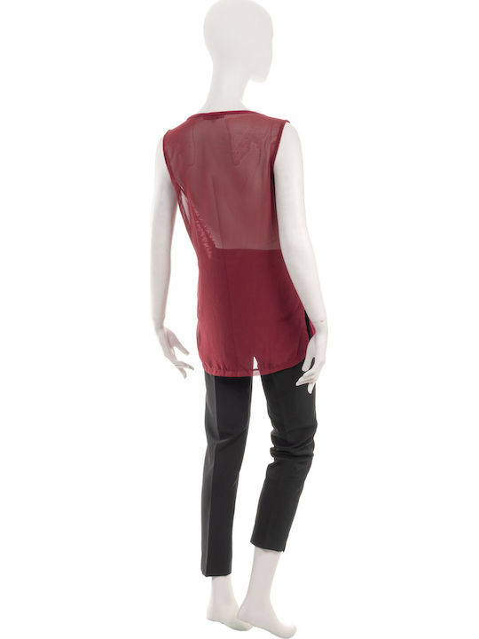 Toi&Moi Women's Summer Blouse Sleeveless Burgundy