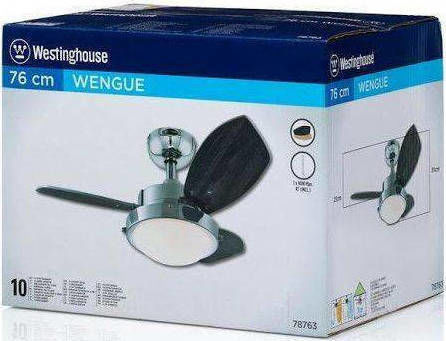Westinghouse Wengue Ceiling Fan 76cm with Light Fixture Black / Silver