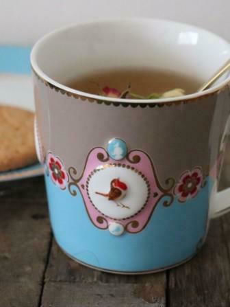 PiP Studio Love Birds Medallion Чаша от порцелан Синьо-каки 150ml
