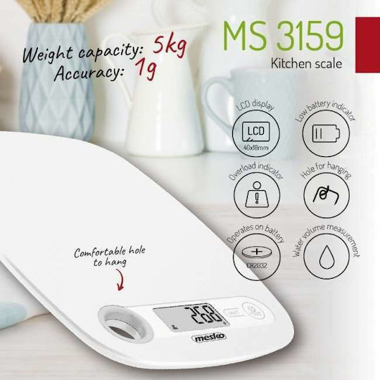 Mesko MS 3159 Digital Kitchen Scale Up To 5kg White