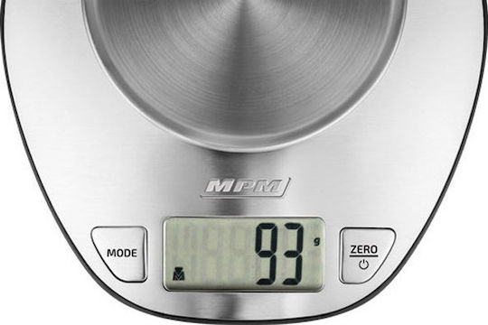MPM Ψηφιακή Ζυγαριά Κουζίνας με Κάδο έως 5kg Ασημί