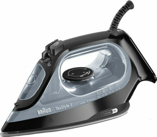 Braun TexStyle 3 SI 3055 SI3055BK Steam Iron 2400W with Ceramic Plate and Continuous Steam Supply 45g/min