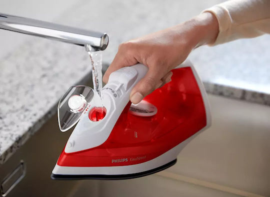 Philips Steam Iron 2000W with Non-stick Plate and Continuous Steam Supply 25g/min Red/White