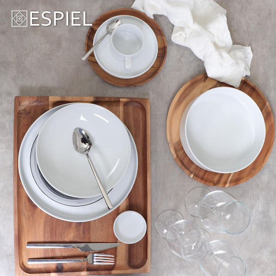 Espiel Good Mood Plate Shallow Ceramic White with Diameter 26cm