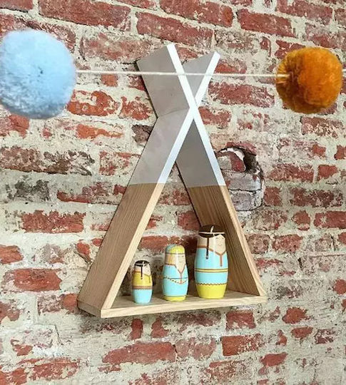 Детски Рафт Tipi За Стена Бежов 32x12x47см